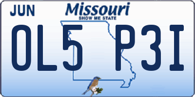 MO license plate OL5P3I