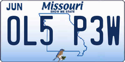 MO license plate OL5P3W
