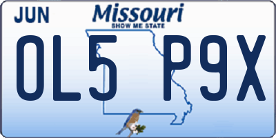 MO license plate OL5P9X