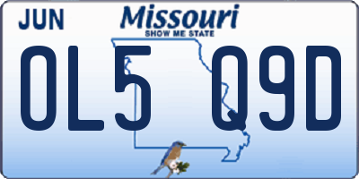 MO license plate OL5Q9D