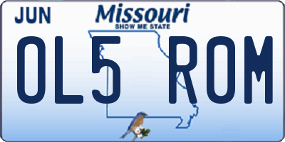 MO license plate OL5R0M