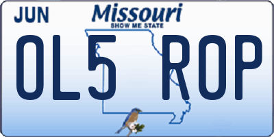MO license plate OL5R0P