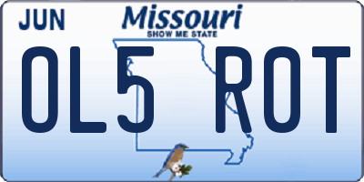 MO license plate OL5R0T