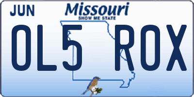 MO license plate OL5R0X