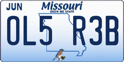 MO license plate OL5R3B