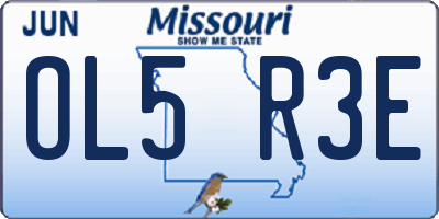 MO license plate OL5R3E