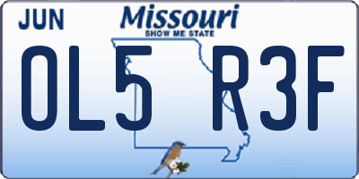 MO license plate OL5R3F