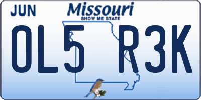 MO license plate OL5R3K