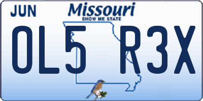 MO license plate OL5R3X