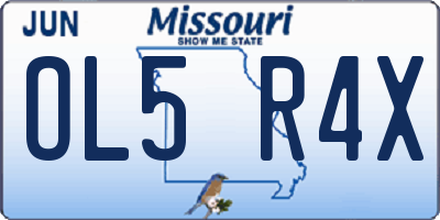 MO license plate OL5R4X