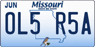 MO license plate OL5R5A