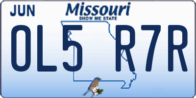 MO license plate OL5R7R