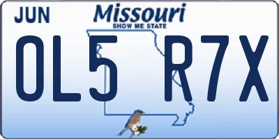MO license plate OL5R7X