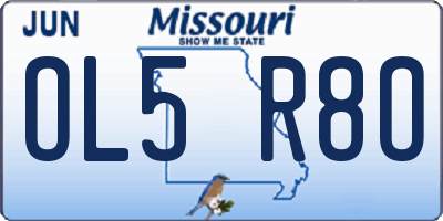 MO license plate OL5R8O