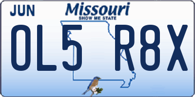 MO license plate OL5R8X