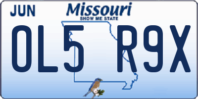 MO license plate OL5R9X