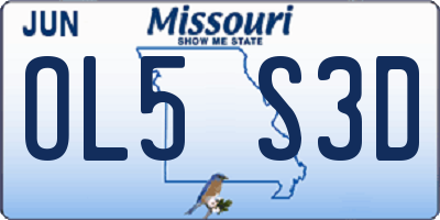 MO license plate OL5S3D