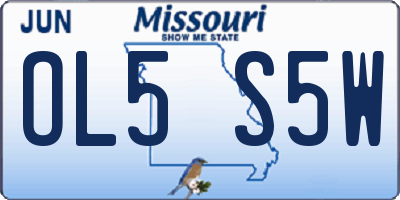 MO license plate OL5S5W