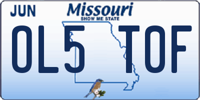 MO license plate OL5T0F