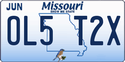 MO license plate OL5T2X