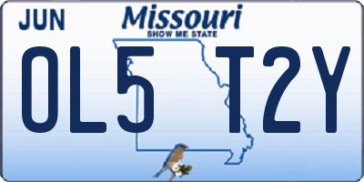 MO license plate OL5T2Y