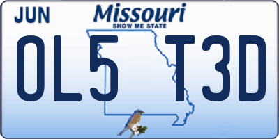 MO license plate OL5T3D