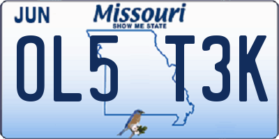 MO license plate OL5T3K