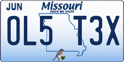 MO license plate OL5T3X