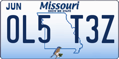 MO license plate OL5T3Z