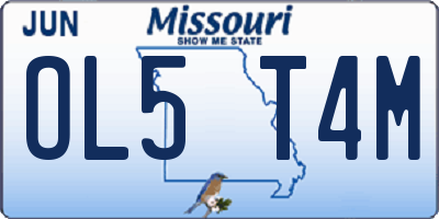 MO license plate OL5T4M
