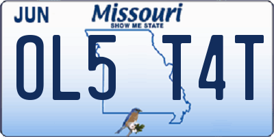 MO license plate OL5T4T