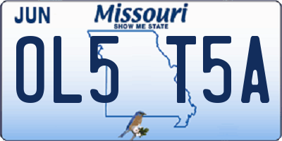 MO license plate OL5T5A