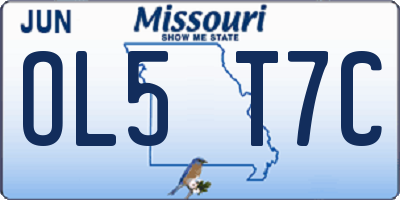 MO license plate OL5T7C