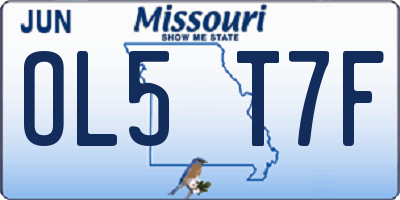 MO license plate OL5T7F