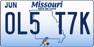 MO license plate OL5T7K