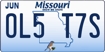 MO license plate OL5T7S