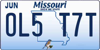 MO license plate OL5T7T