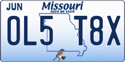 MO license plate OL5T8X