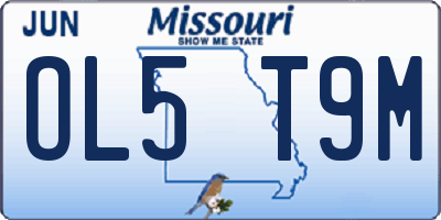 MO license plate OL5T9M