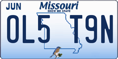 MO license plate OL5T9N