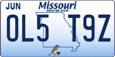 MO license plate OL5T9Z