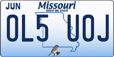 MO license plate OL5U0J