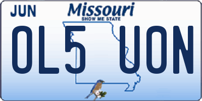 MO license plate OL5U0N