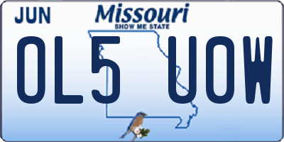 MO license plate OL5U0W