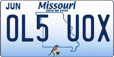 MO license plate OL5U0X