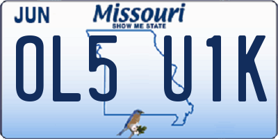 MO license plate OL5U1K