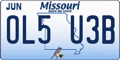 MO license plate OL5U3B