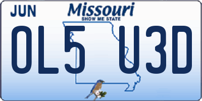 MO license plate OL5U3D