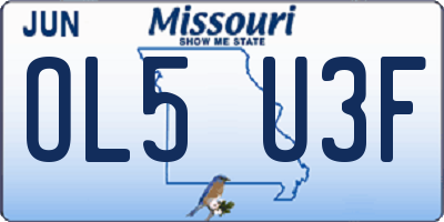 MO license plate OL5U3F