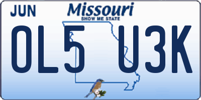 MO license plate OL5U3K